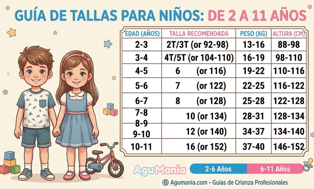 guia tallas ropa para niños